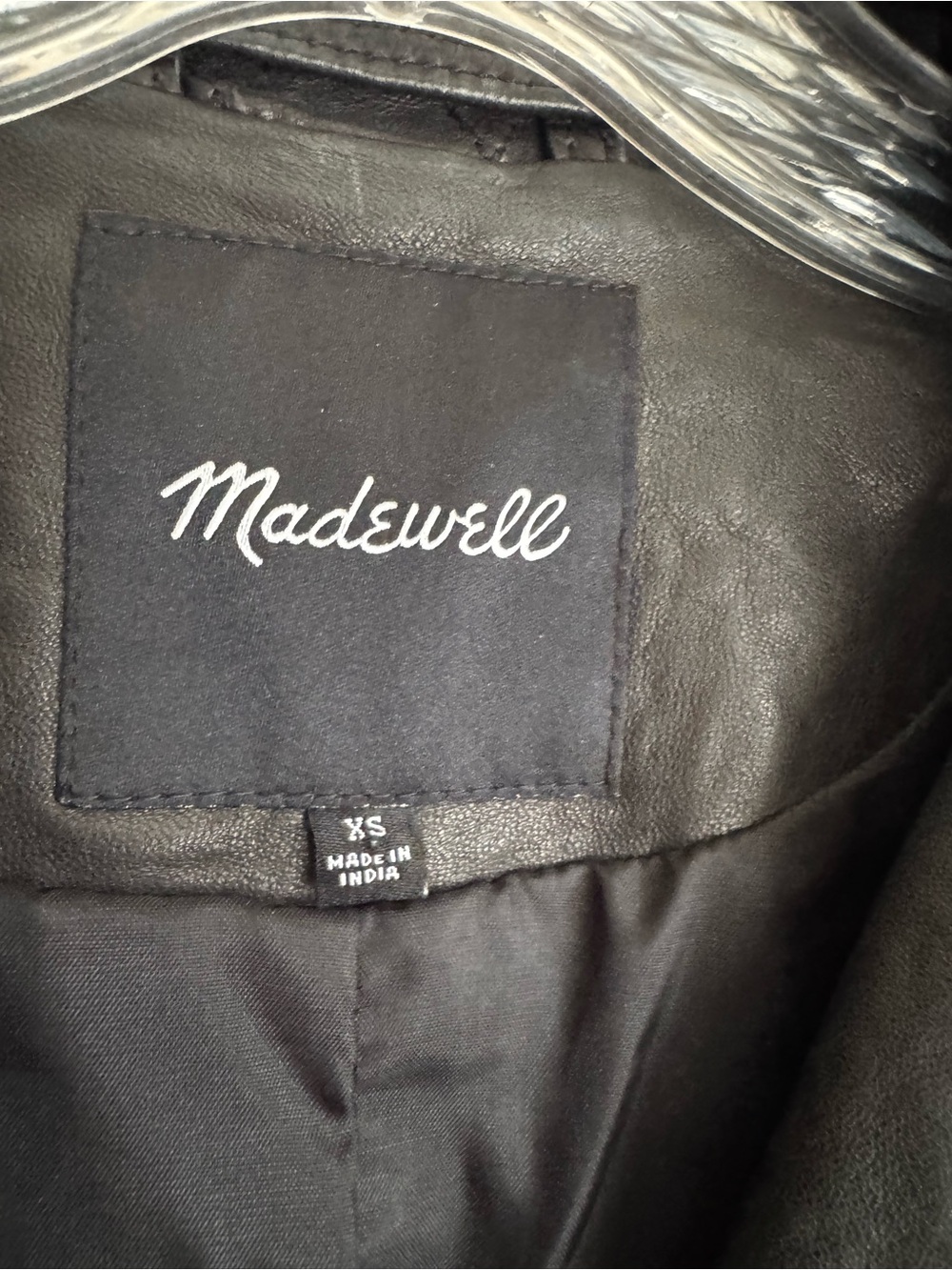 Madewell Washed Leather Motorcycle Jacket Black E0488 Capsule Moto Biker Size XS - Picture 12 of 13